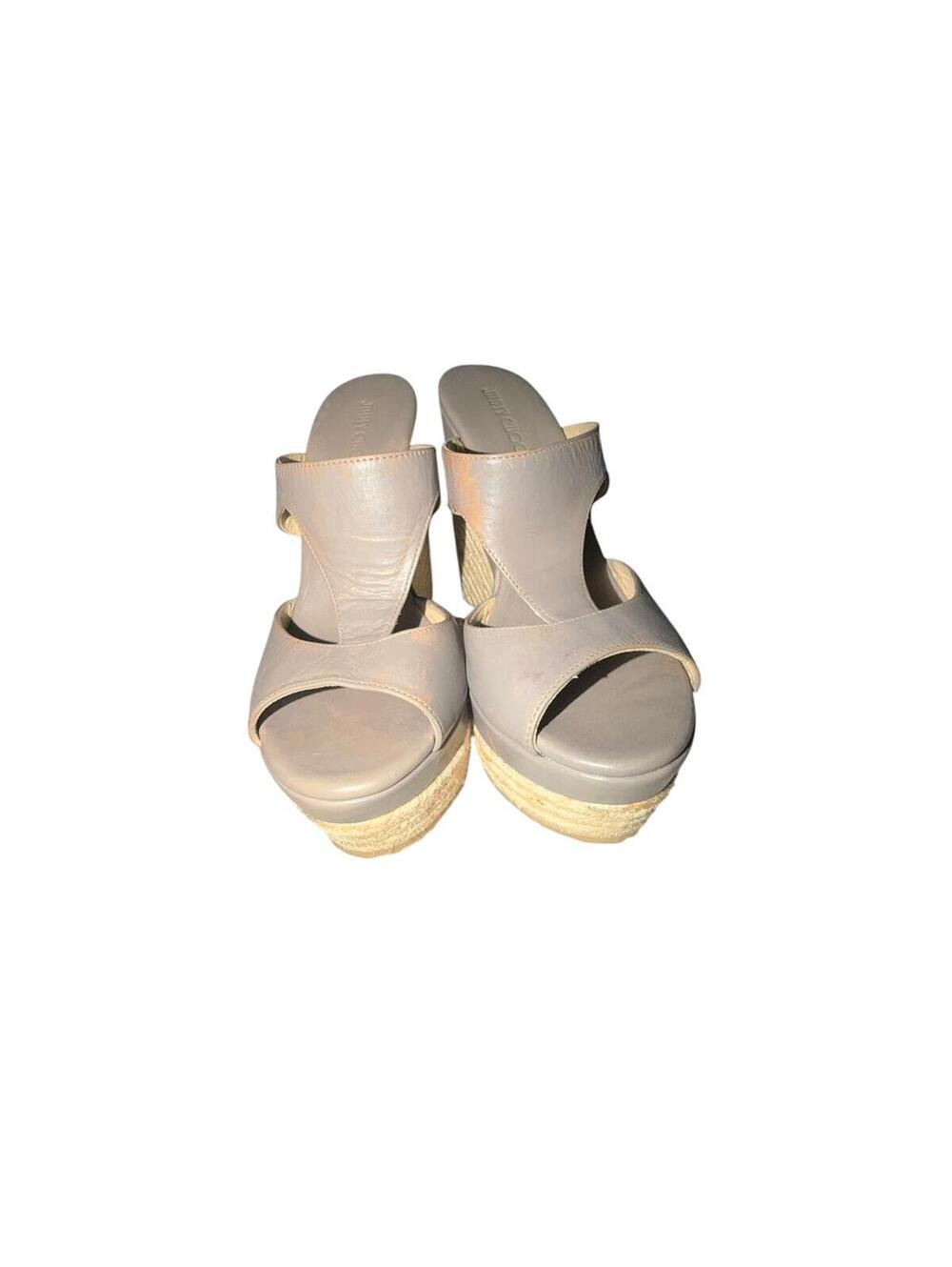Jimmy Choo Vachette Leather Pebble Wedge Sandals Sz 38.5 (8)Designer Luxury